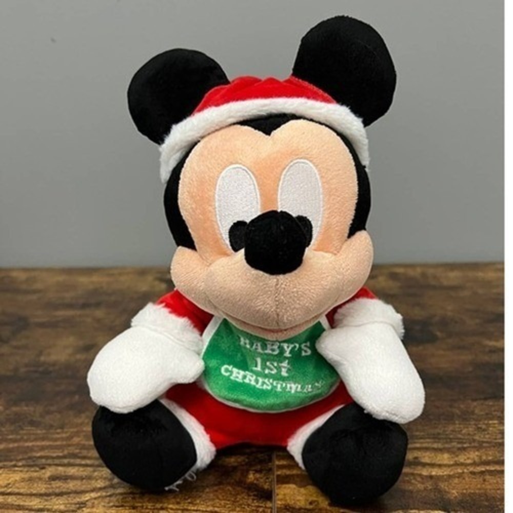 Disney Parks Baby's 1st‎ Christmas Mickey Mouse Santa Plush